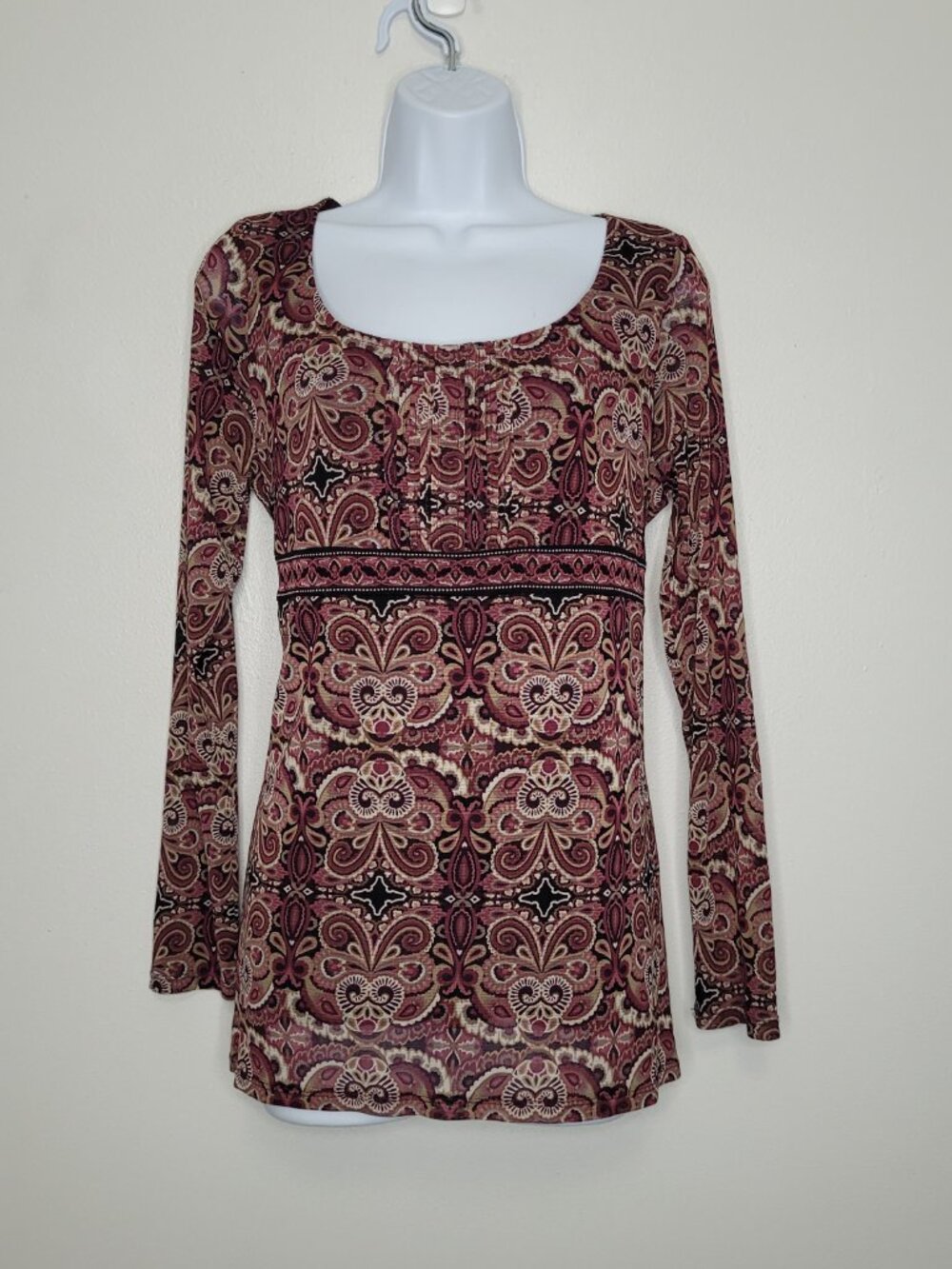 Y2k Axcess maroon witchy dark boho artsy long sleeve nylon longsleeve top large